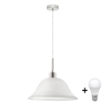 Cable-suspended LED pendant lamp 1xE27/60W/230V white/clear