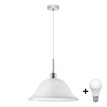Cable-suspended LED pendant lamp 1xE27/60W/230V white/clear