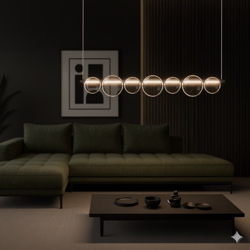 Cable-suspended LED pendant light ATOLA LED/19W/230V black/clear