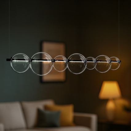 Cable-suspended LED pendant light ATOLA LED/19W/230V black/clear