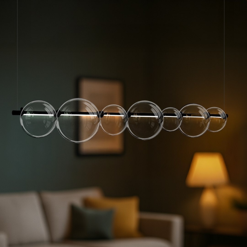 Cable-suspended LED pendant light ATOLA LED/19W/230V black/clear