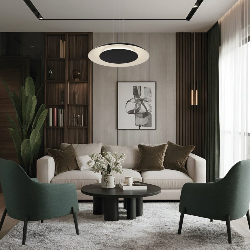 Cable-suspended LED pendant PIATTINO LED/30W/230V 2700/3200/4000K Ø 40 cm Black