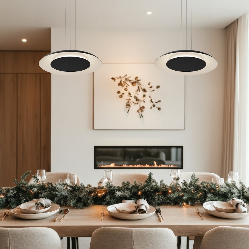 Cable-suspended LED pendant PIATTINO LED/30W/230V 2700/3200/4000K Ø 40 cm Black