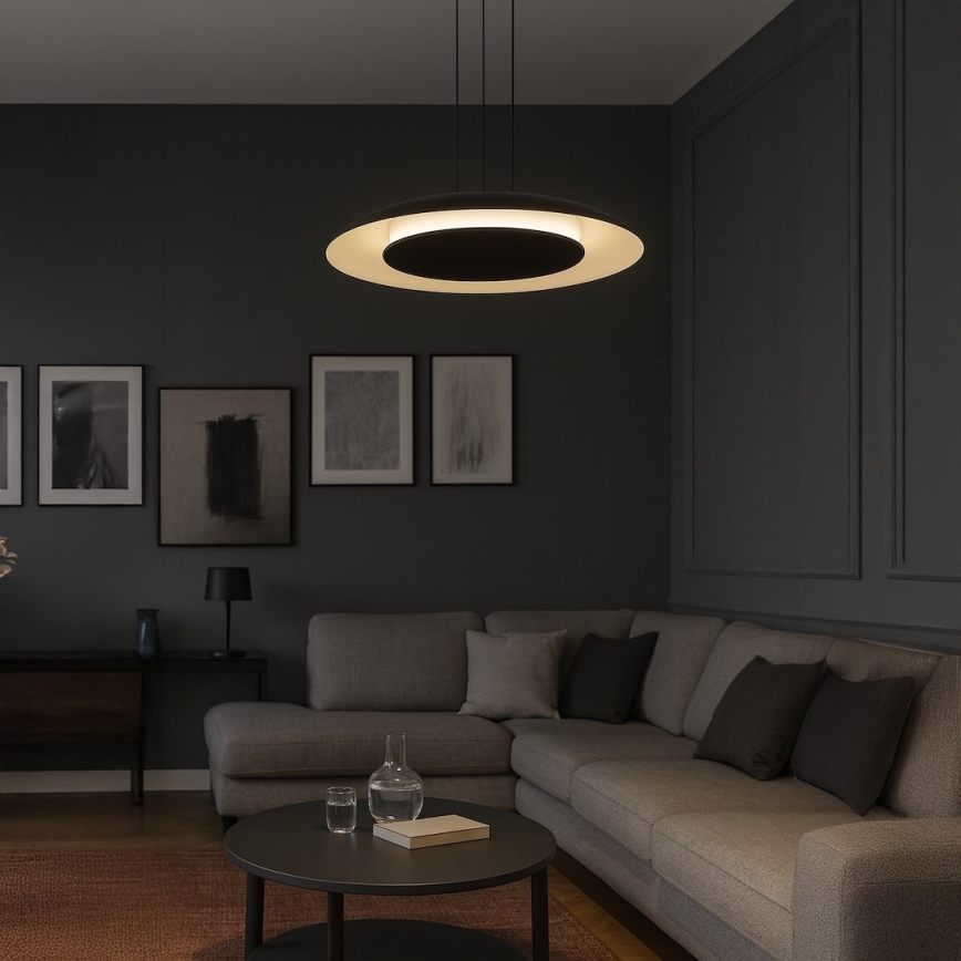 Cable-suspended LED pendant PIATTINO LED/30W/230V 2700/3200/4000K Ø 40 cm Black