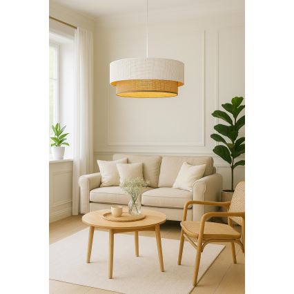 Cable-suspended pendant BORHO 1xE27/60W/230V white/jute