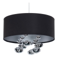 Cable-suspended pendant BUBBLE 1xE27/60W/230V Ø 40 cm black