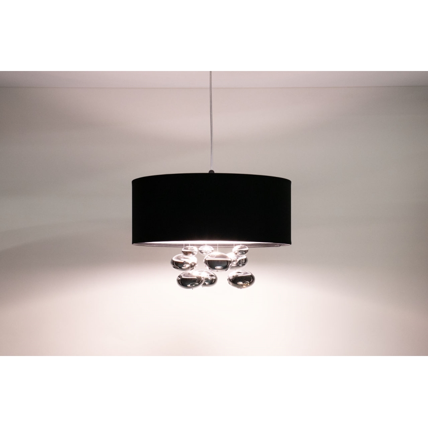 Cable-suspended pendant BUBBLE 1xE27/60W/230V Ø 40 cm black