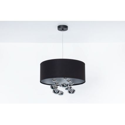 Cable-suspended pendant BUBBLE 1xE27/60W/230V Ø 40 cm black
