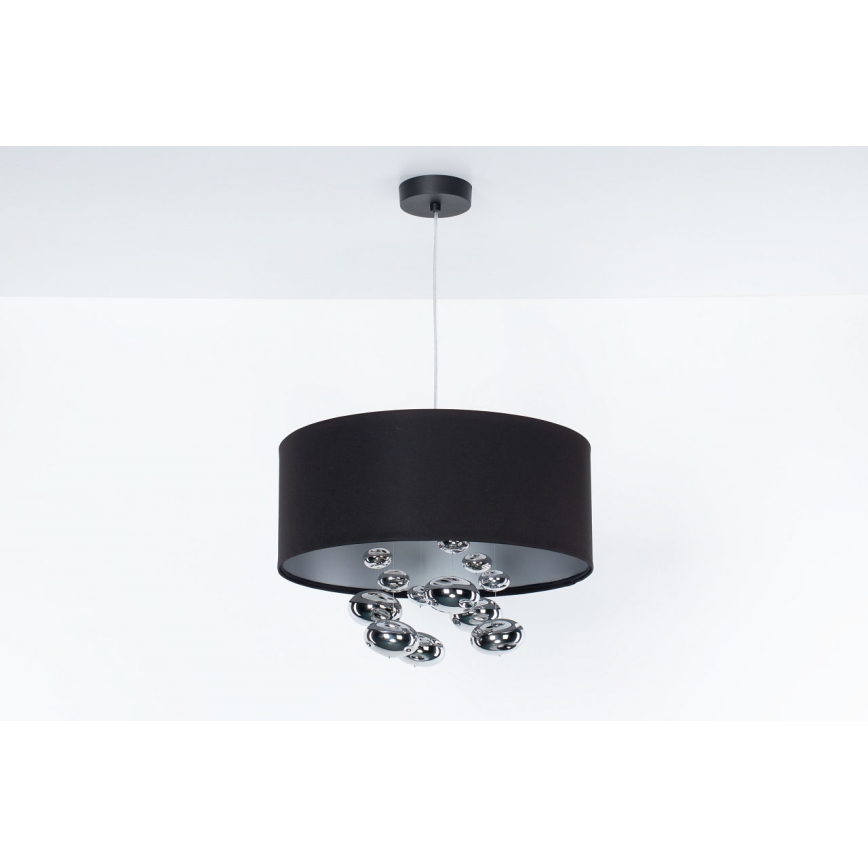 Cable-suspended pendant BUBBLE 1xE27/60W/230V Ø 40 cm black