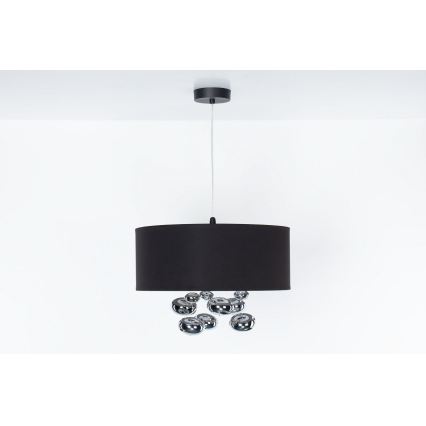 Cable-suspended pendant BUBBLE 1xE27/60W/230V Ø 40 cm black
