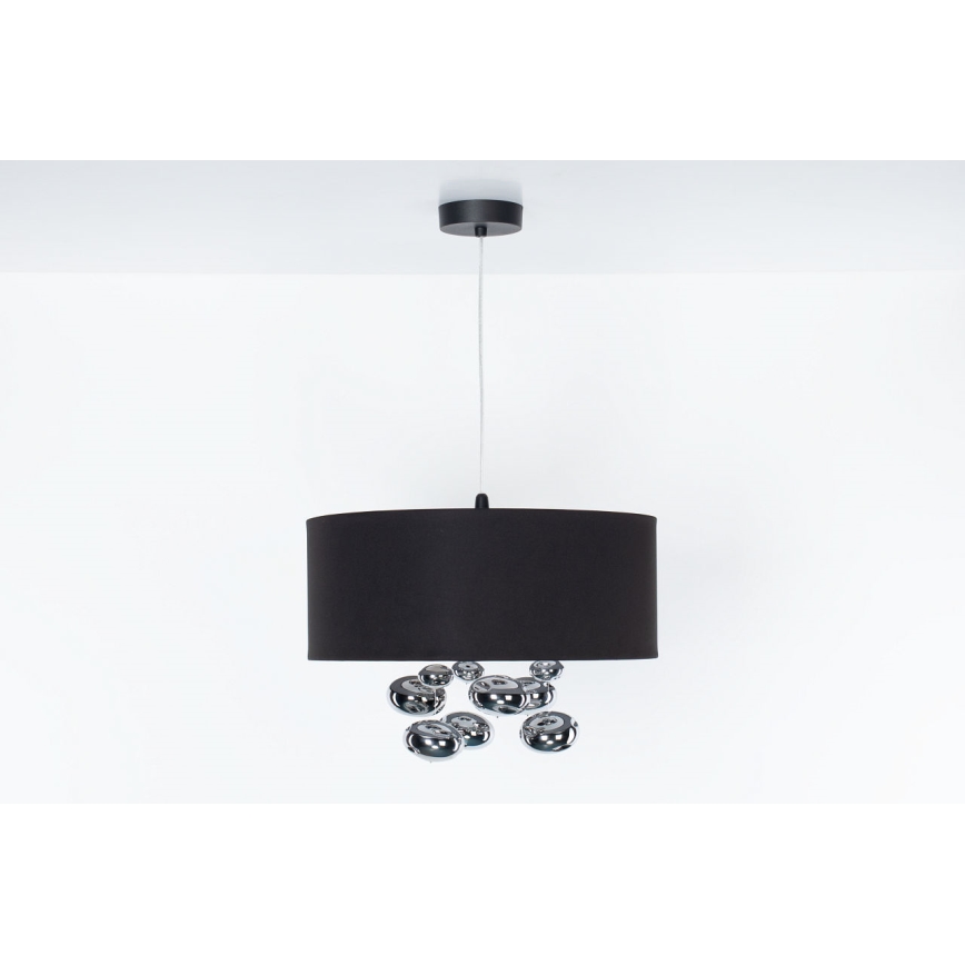 Cable-suspended pendant BUBBLE 1xE27/60W/230V Ø 40 cm black
