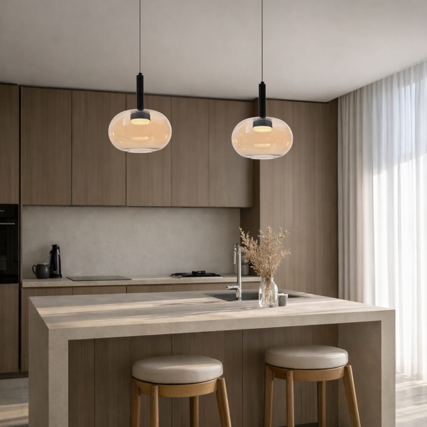 Cable-suspended pendant BUENO 1xGX53/9W/230V Ø 25 cm smoked beige