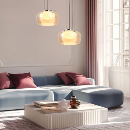 Cable-suspended pendant INSIEME 1xGX53/10W/230V, Ø 35 cm, smoky beige