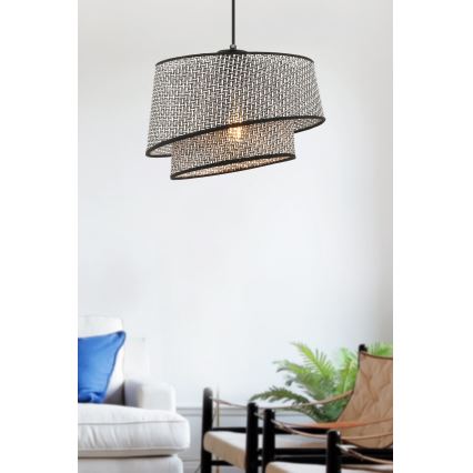 Cable-suspended pendant lamp BARETTE 1xE27/60W/230V grey/black