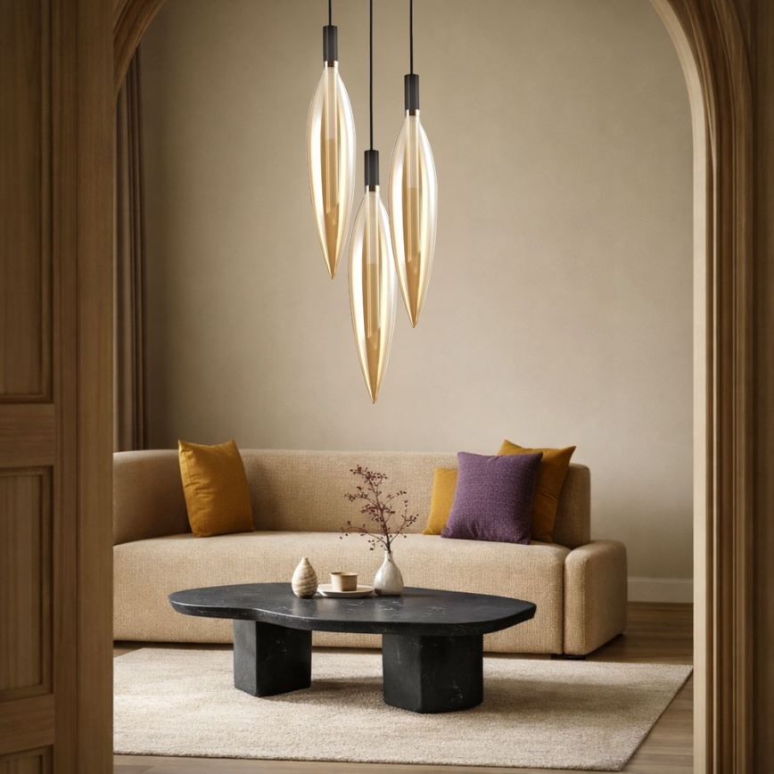 Cable-suspended pendant lamp NORDIC 1xG9/5W/230V black/smoky beige