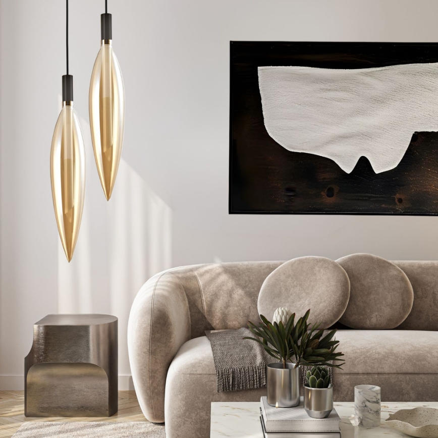 Cable-suspended pendant lamp NORDIC 1xG9/5W/230V black/smoky beige