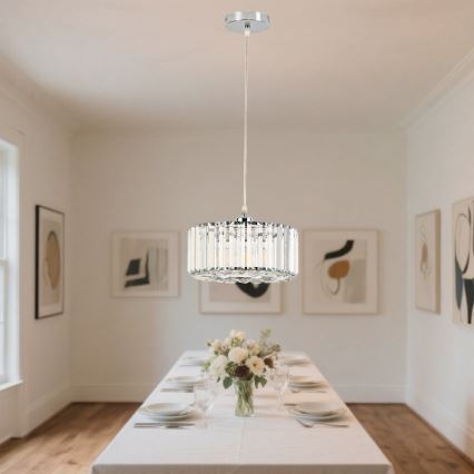 Cable-suspended pendant lamp VETRO 1xE27/60W/230V polished chrome