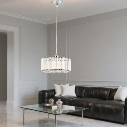 Cable-suspended pendant lamp VETRO 1xE27/60W/230V polished chrome