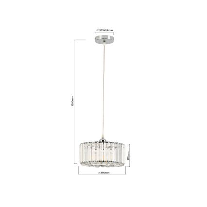 Cable-suspended pendant lamp VETRO 1xE27/60W/230V polished chrome