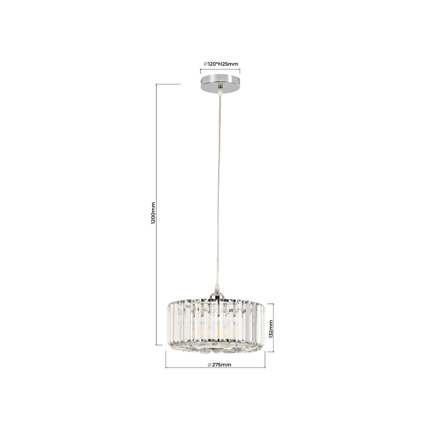 Cable-suspended pendant lamp VETRO 1xE27/60W/230V polished chrome