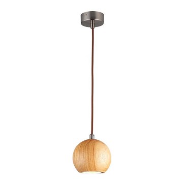 Cable-suspended pendant light 1xGU10/10W/230V, diameter 11 cm, solid ash wood