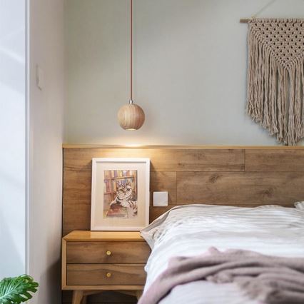 Cable-suspended pendant light 1xGU10/10W/230V, diameter 11 cm, solid ash wood