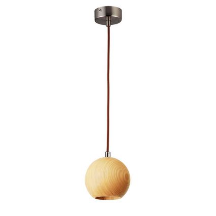 Cable-suspended pendant light 1xGU10/10W/230V, diameter 11 cm, solid ash wood