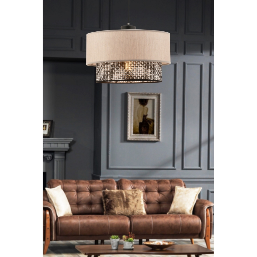 Cable-suspended pendant light ECHO 1xE27/60W/230V beige/grey