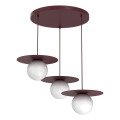 Cable-suspended pendant light FLAT 3xE27/15W/230V burgundy