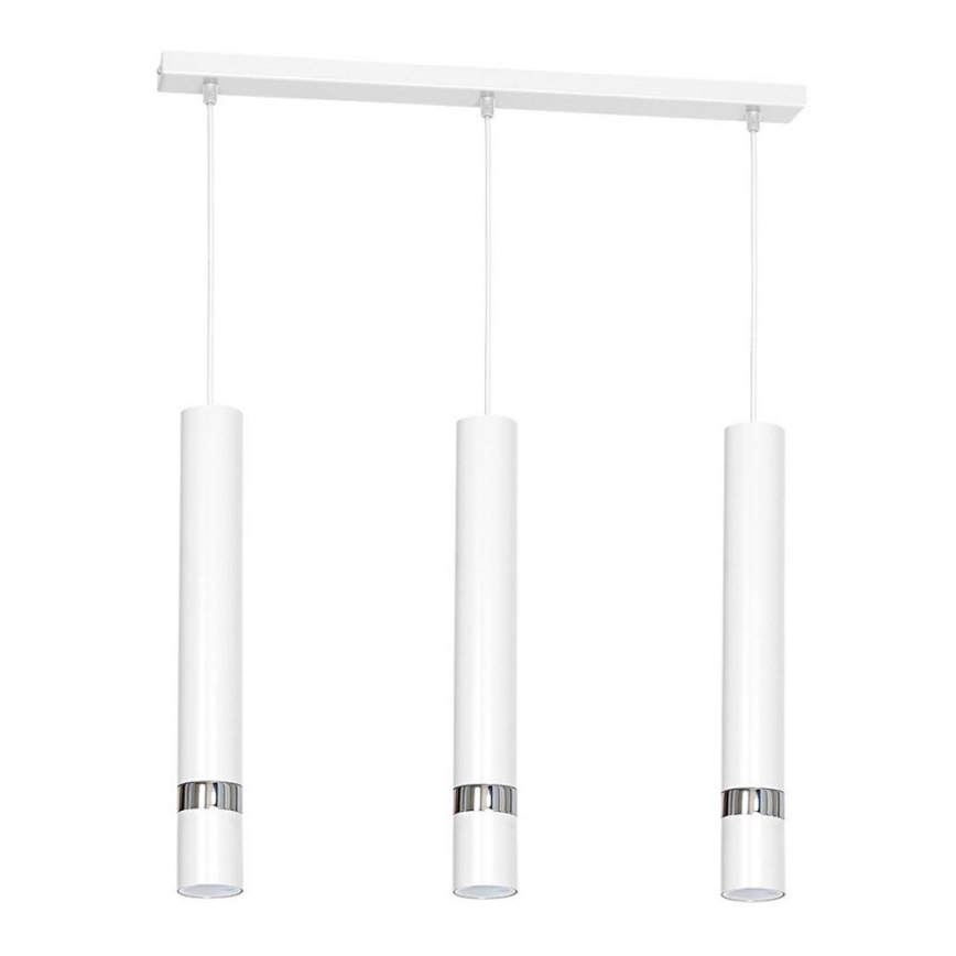 Cable-suspended pendant light JOKER 3xGU10/25W/230V white/polished chrome