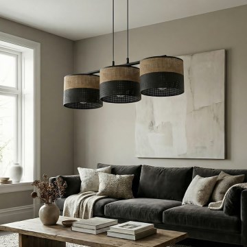 Cable-suspended pendant light KARBON 3xE27/15W/230V black/brown