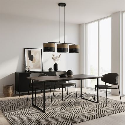 Cable-suspended pendant light KARBON 3xE27/15W/230V black/brown