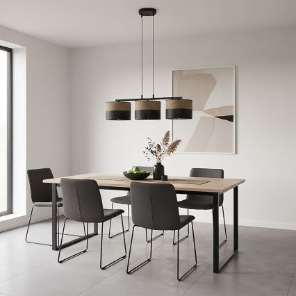 Cable-suspended pendant light KARBON 3xE27/15W/230V black/brown