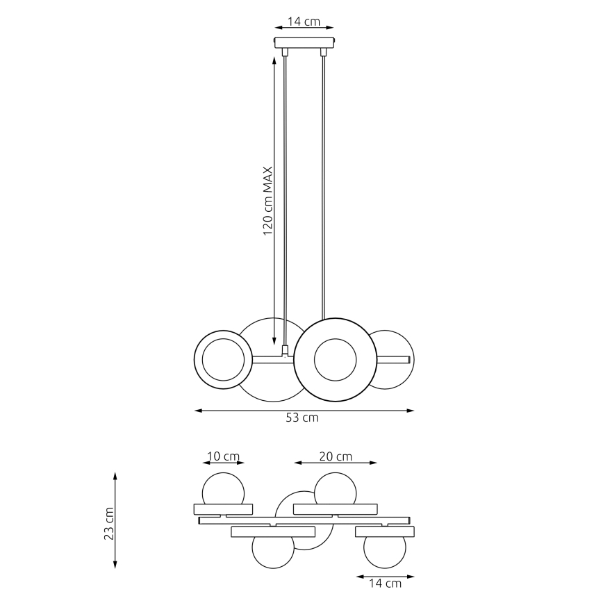 Cable-suspended pendant light MODEL 4xG9/8W/230V black