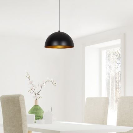 Cable-suspended pendant light SIVANI 1xE27/40W/230V Ø 30 cm black/copper