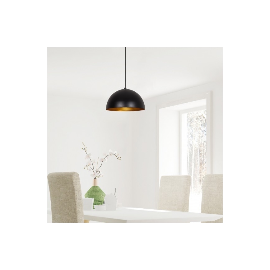 Cable-suspended pendant light SIVANI 1xE27/40W/230V Ø 30 cm black/copper