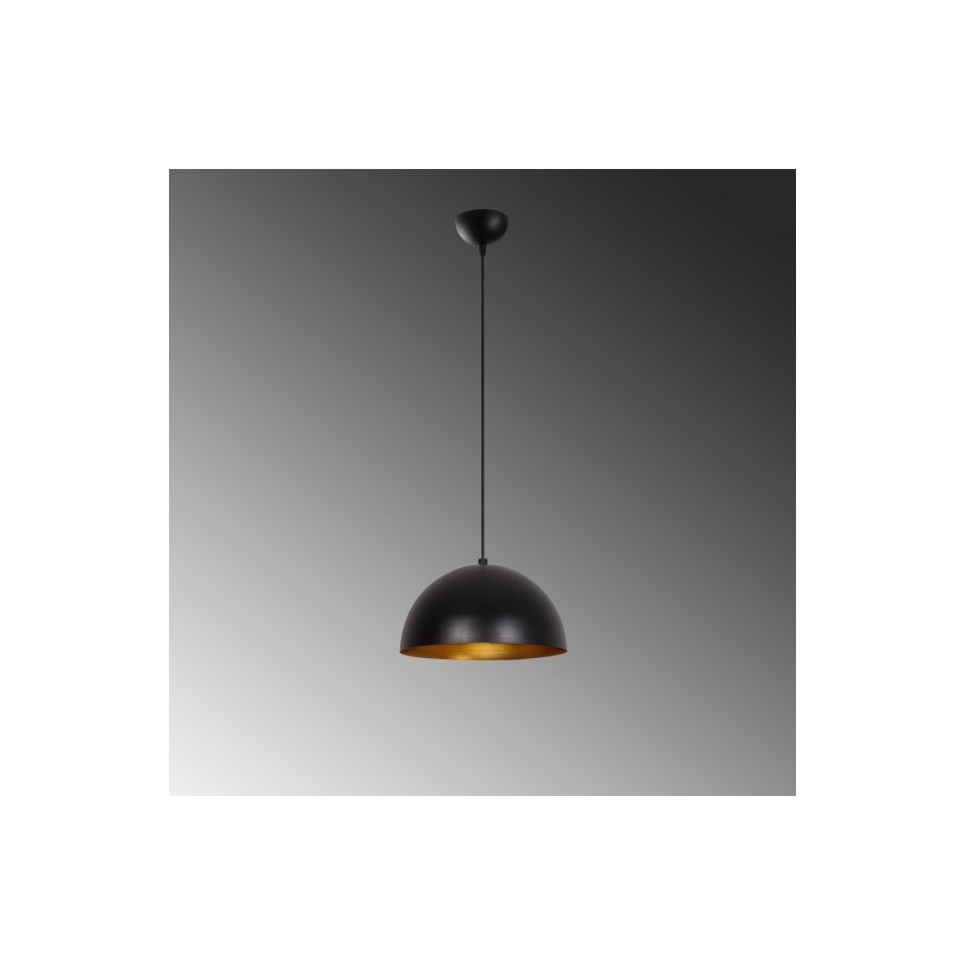 Cable-suspended pendant light SIVANI 1xE27/40W/230V Ø 30 cm black/copper