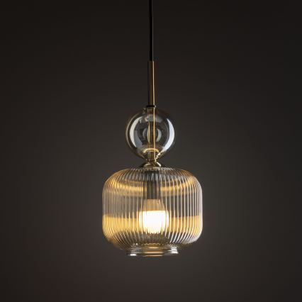 Cable-suspended pendant light SOPHIA 1xE14/10W/230V black/smoky beige