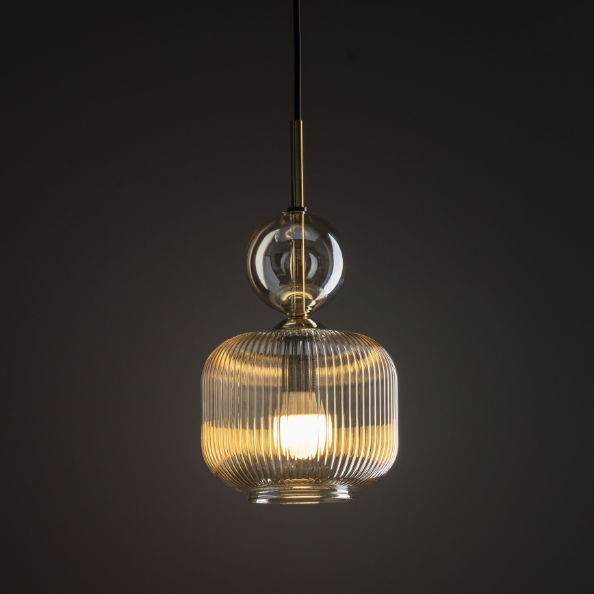 Cable-suspended pendant light SOPHIA 1xE14/10W/230V black/smoky beige