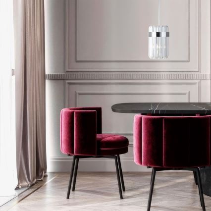 Cable-suspended pendant light VETRO 1xE14/10W/230V, polished chrome