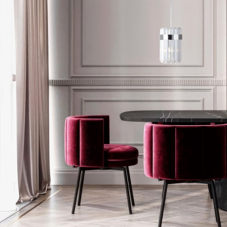 Cable-suspended pendant light VETRO 1xE14/10W/230V, polished chrome