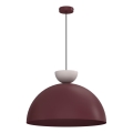 Cable-suspended pendant NEVIS 1xE27/15W/230V Ø 50 cm burgundy