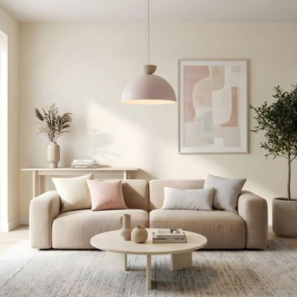 Cable-suspended pendant NEVIS 1xE27/15W/230V Ø 50 cm cream