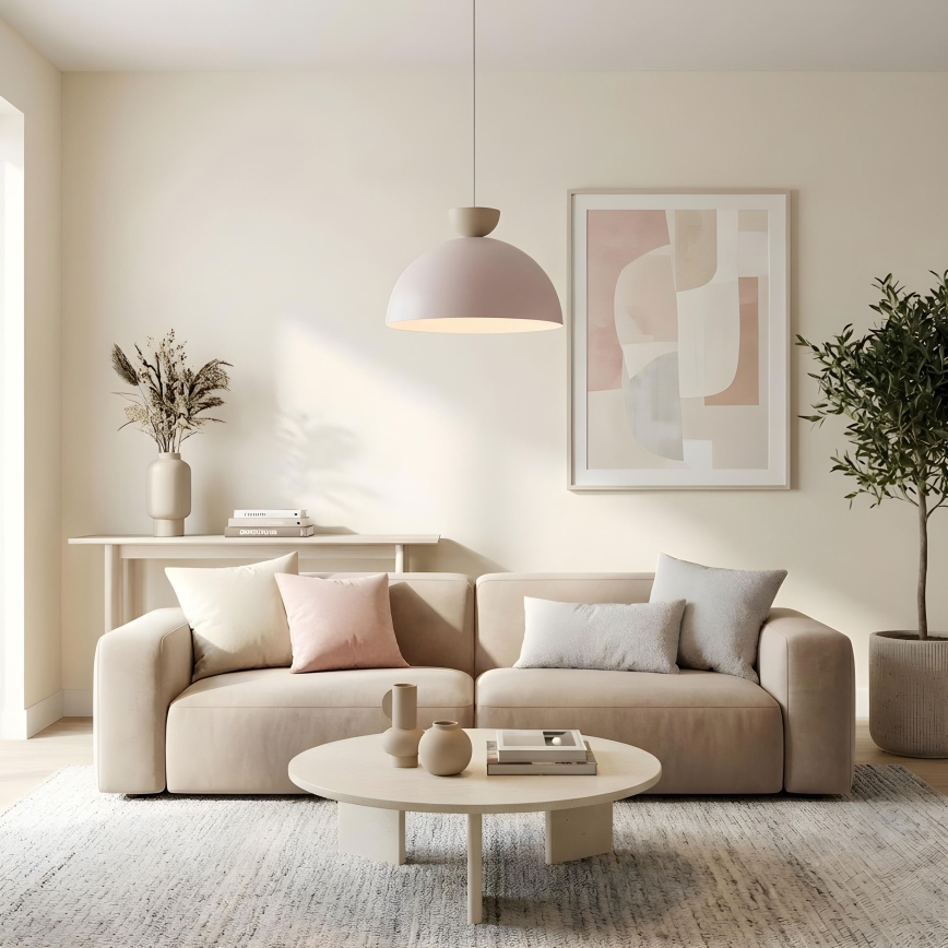 Cable-suspended pendant NEVIS 1xE27/15W/230V Ø 50 cm cream