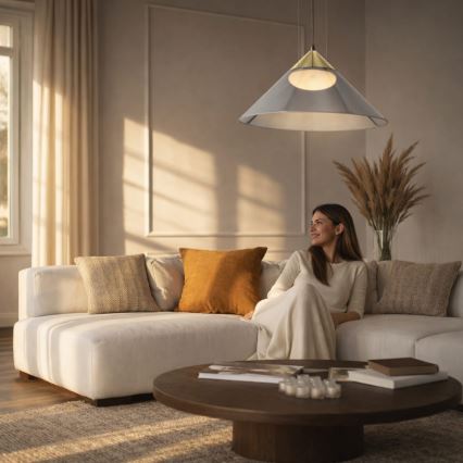 Cable-suspended pendant PRESTO 1xGX53/10W/230V Ø 50 cm gold/smoke gray