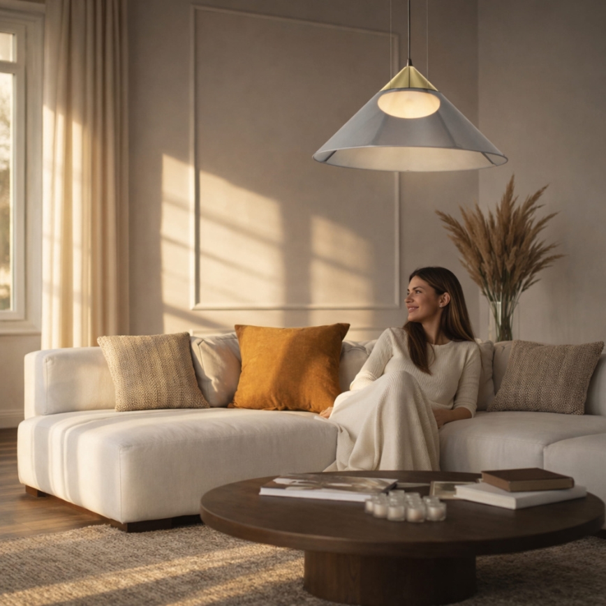 Cable-suspended pendant PRESTO 1xGX53/10W/230V Ø 50 cm gold/smoke gray