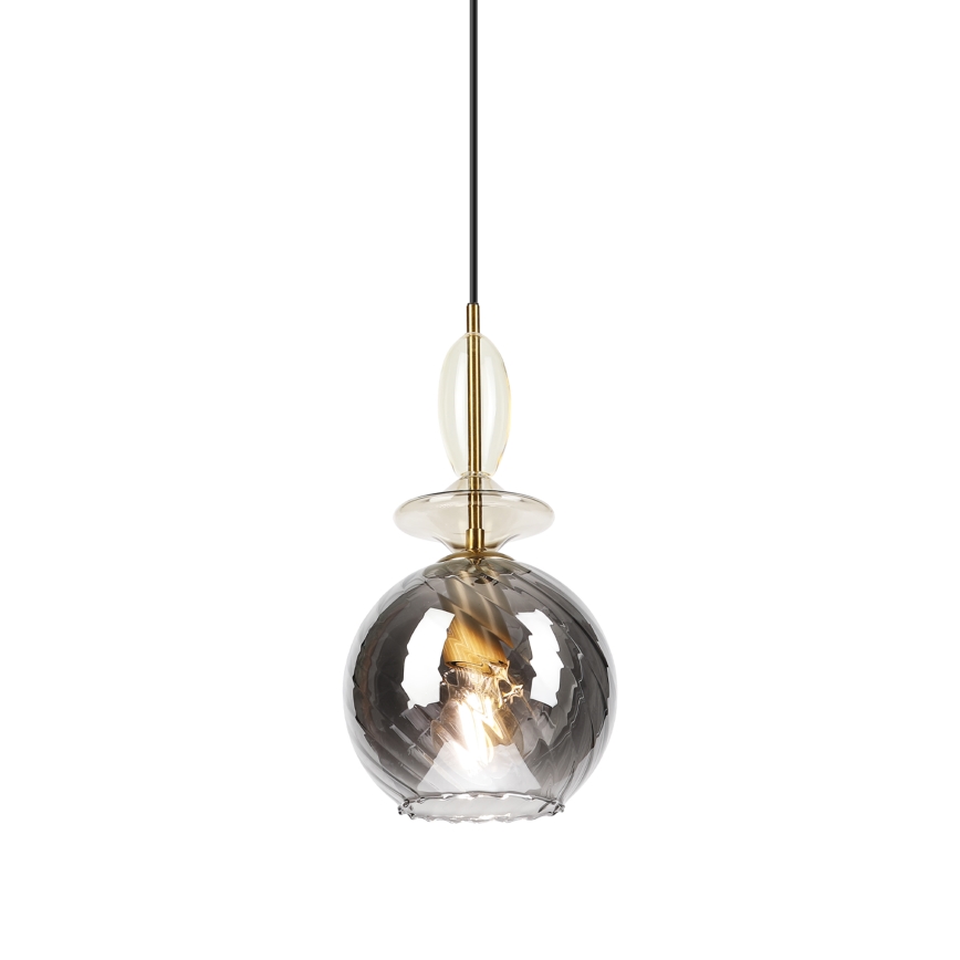 Cable-suspended pendant VELLO 1xE27/15W/230V black/smoky beige/black