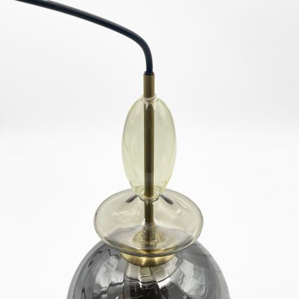 Cable-suspended pendant VELLO 1xE27/15W/230V black/smoky beige/black