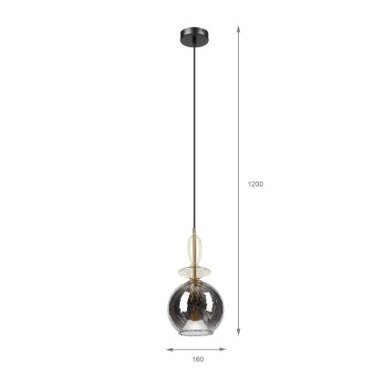 Cable-suspended pendant VELLO 1xE27/15W/230V black/smoky beige/black