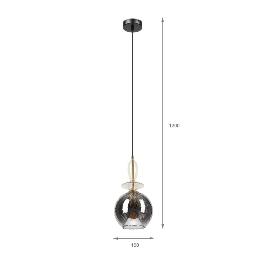 Cable-suspended pendant VELLO 1xE27/15W/230V black/smoky beige/black
